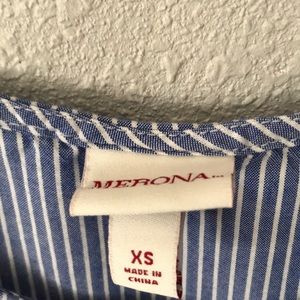 Merona Tops - Merona cold shoulder blue white striped top Merona Tops - Merona cold shoulder blue white striped top
